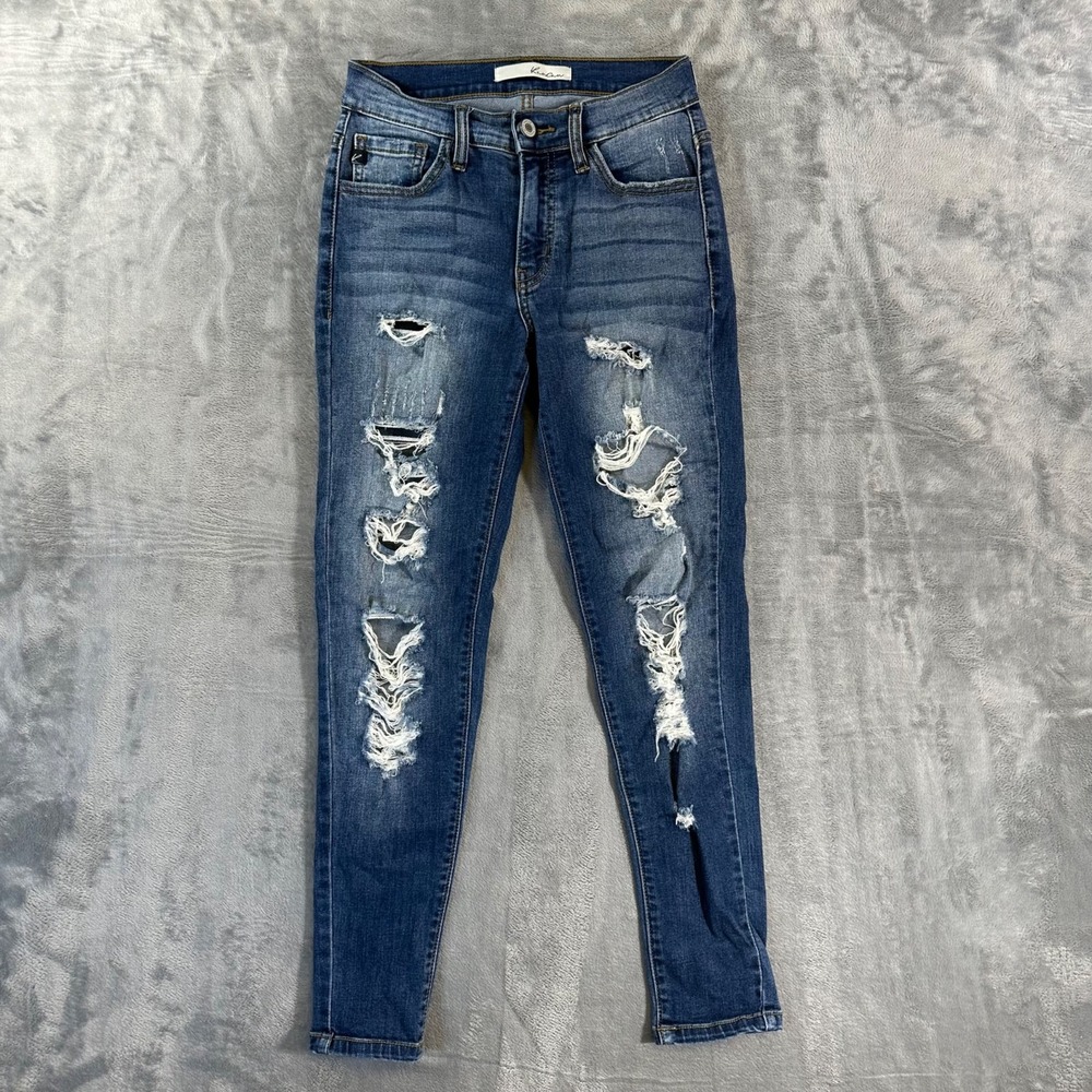 KanCan Skinny Jeans Women's Size 1 / 24 Distressed Blue Denim Stretch Pants